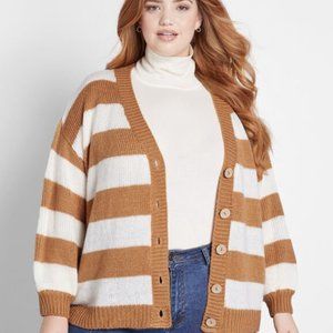 NWT Modcloth Striped Rust Cardigan 2X